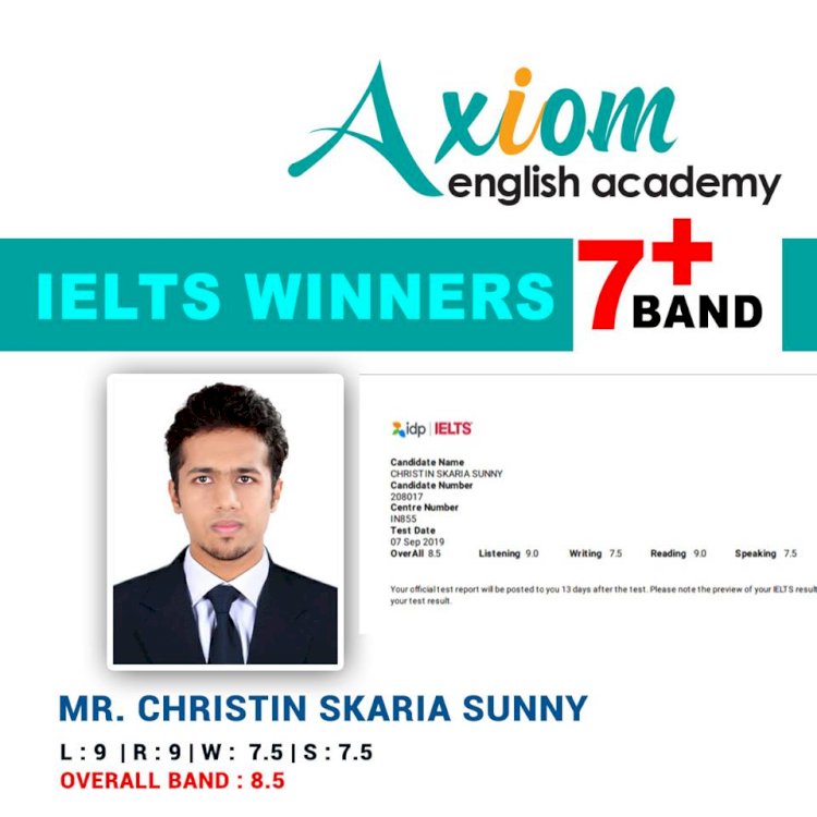 Mr. Christin Skaria Sunny for the successful band score in IELTS.